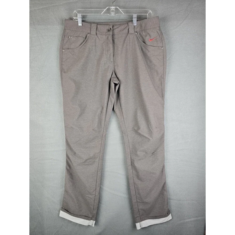 Nike Dri-FIT Golf Pants Women 12 Gray Slim Fit Stretch Athletic Performance Wear